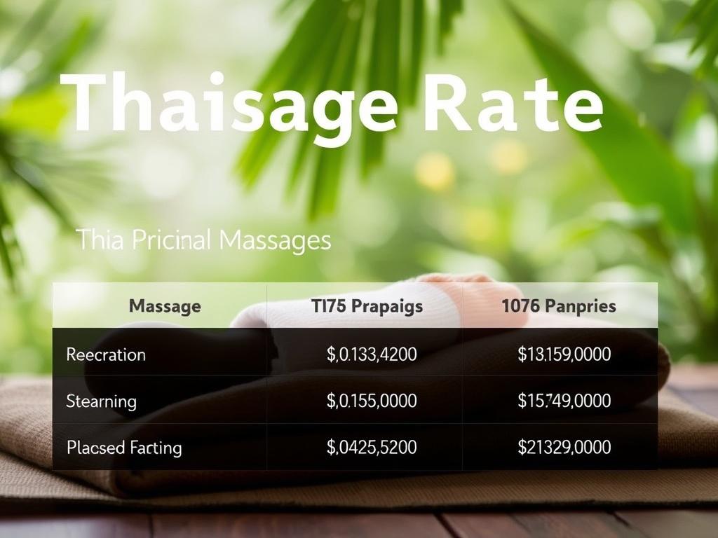 thai massage rate. Sample Pricing Packages