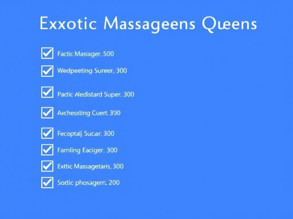 exotic massage queens. Checklist: What to look for